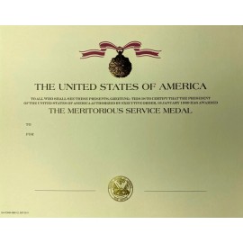 ARMY Meritorious Service Medal Certificate (MSM) - Blank
