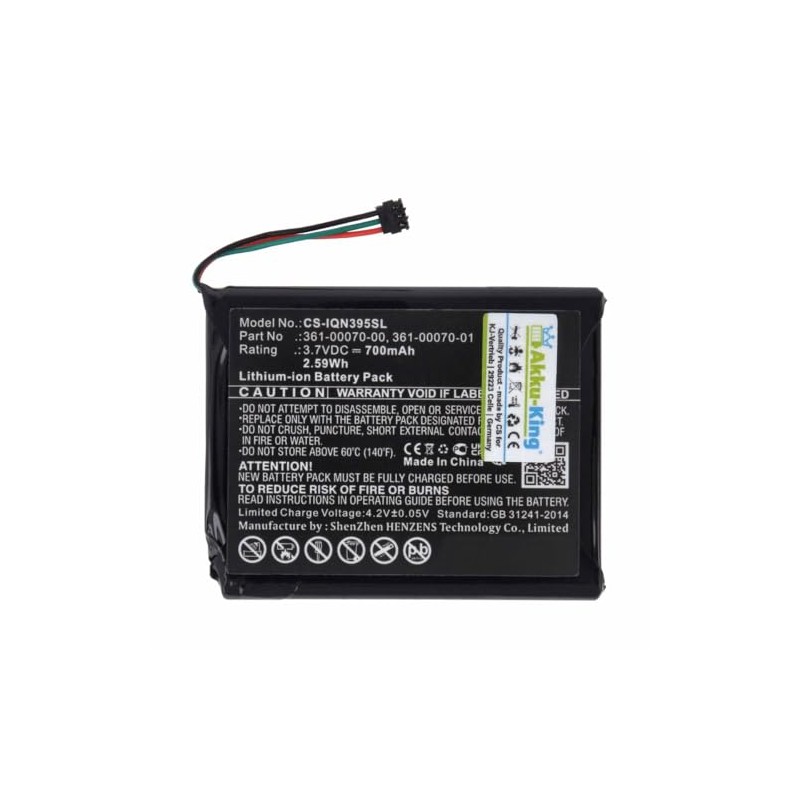 Akku kompatibel mit Garmin 361-00070-00 - Li-Ion 700mAh - für