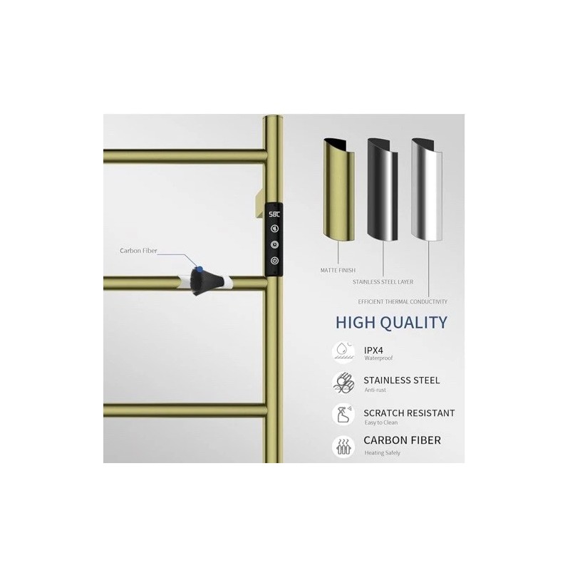 Vjass Brush Gold Heated Towel Warmer Radiator Bathroom Wall mounted