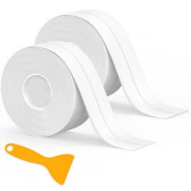 2 Packs Caulk Tape Waterproof Self Adhesive, Bathtub Caulk Strip Sealant Tape Sealing Strip for Kitchen Countertop, Sink,Bathroom, Toilet, Floor Wall Edge Protector(White 10.5Ft X 1.5In)