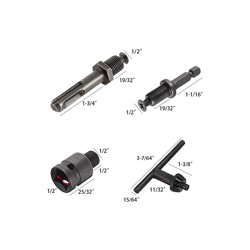 ZOYUBS 1.5-13mm Drill Chuck + SDS Plus Shaft + 1/4''