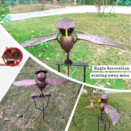 Metal Owl Garden Stake Decor, Owl Garden Rocker Outdoor Metal Owl Sculpture, Kinetic Owl Decorative Garden Stakes for Outdoor Garden Lawn Yard (Standing Owl)