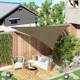 PureFit Triangle Sun Shade Sails Outdoor 8 x 8 x 8 ft - Sun Protection Sunshades UV Block Shade Canopy, Patio Shades for Backyard, Deck and Lawn, Brown