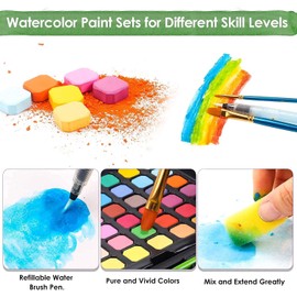 48 colores pinceles para acuarela los artistas usan varias pinturas de acuarela, con pincel, juego de lápices de acuarela portátil para adultos, perfecto para (principiantes, profesionales)