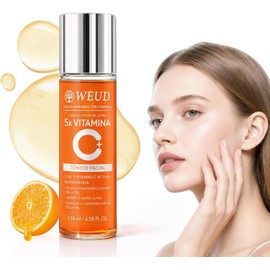 WEUD Tonico Hidratante Facial Coreano, con 5X Vitamina C Activa, Niacinamide, 100% Natural, Hipoalergénica, Hidrata, Ilumina, Serum Toner Facial para Todo Tipo de Piel (130ml/4.58oz)