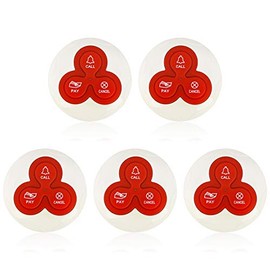 Retekess T114 Wireless Calling System Customers Caregiver Pager 5 PCS Waterproof 3-Key Call Buttons Compatible with T114 and T128 TD108 Receiver