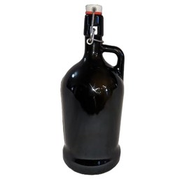 FLIP TOP GROWLER 1 Liter Round European SIPHON VC Pressure Bottle Dark Olive Brown with Lightning Seal