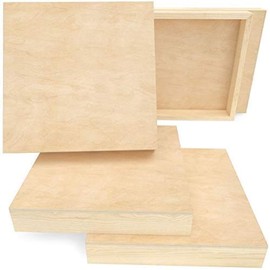 Arteza 10x10 Inch Wooden Canvas Board, Pack of 5, Birch Wood, Cradled Artist Wood Panels, Art Supplies for Painting, Encaustic Art, Wood Burning, Pouring, Use with Oils, Acrylics