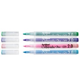 Artline Calligraphy Pastel Pen 4 Pack, Assorted