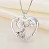 YL Heart Necklace Sterling Silver Angel Wings Love Pendant Cubic