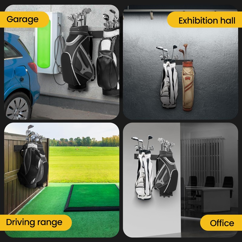 Chenteel Golf Bag Wall Mount Rack for Garage, Black Steel,