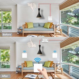 Tedeligo Wireless Light Switch, 433 MHz Radio Switch Set, Movable Radio Switch, Radio On/Off Lights up to 100 m Range, Easy Assembly, 2200 W Relay Receiver