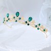 Gold Green Princess Tiara for Women Small Bride Crown for