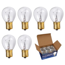 BlueStars 6-Pack Lava Lamp Bulbs 25 Watt, S11 E17 Intermediate Base Replacement - Compatible with 14.5-Inch/20-Ounce Lava Lamps, Glitter Lamps Dimmable - Warm White - Long Life