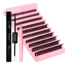 Eyelash Extensions Set, 80D Natural DIY Eyelashes, 8-16 mm, D Curl, Wispy Eyelash Clusters, Easy DIY at Home (80D Eyelash Kit)