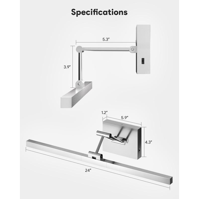 VONLUCE 24" LED Bathroom Vanity Light, 3CCT Modern LED Vanity