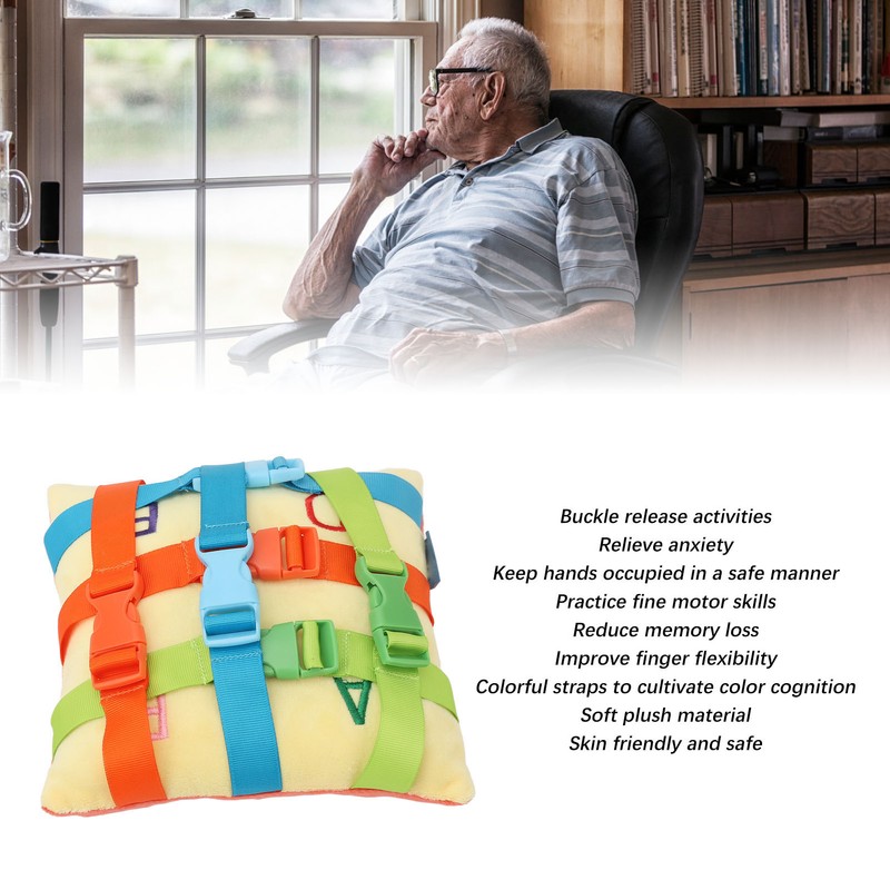 Elderly Dementia Pillow Buckle Release Colorful Straps Calming Comforting Sensory