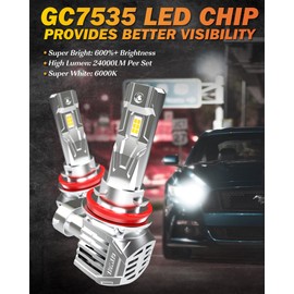 CENMOLL H11 LED Headlight Bulb, 120W 24000LM 6000K Cool White 600% Brightness H8 H9 H11 Headlight Bulb Canbus Error Free All-in-One Wireless Design Xenon Halogen Replacement Conversion Kit,Pack of 2