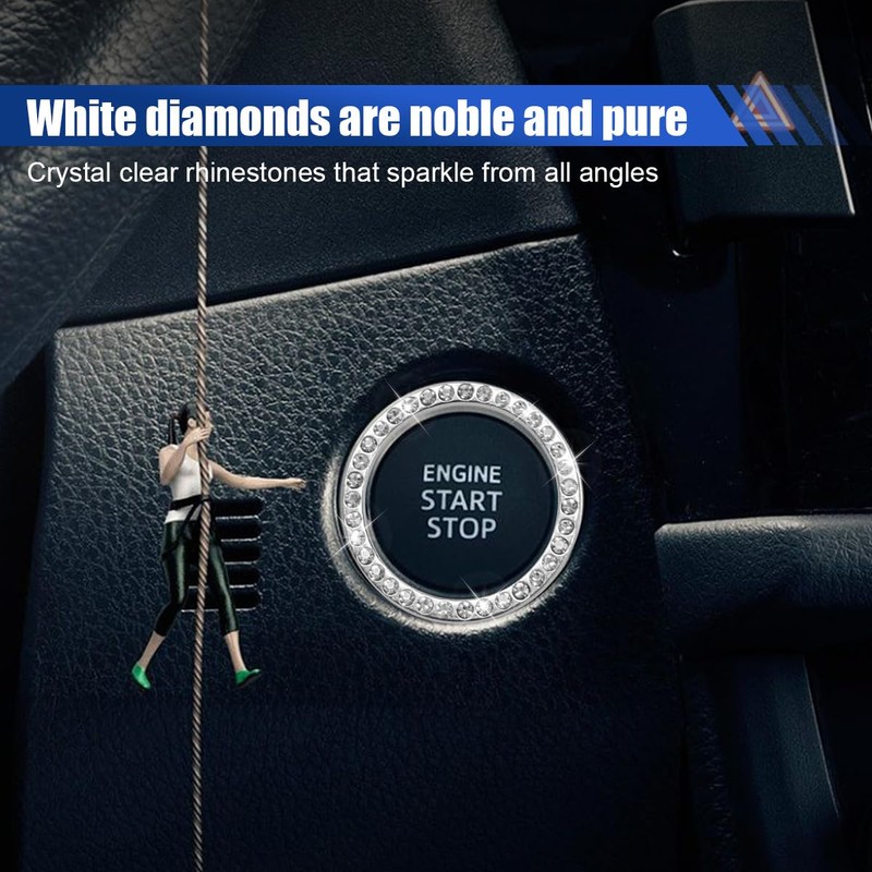 Bling Car Engine Start Stop Decoration Ring, Crystal Rhinestone Key