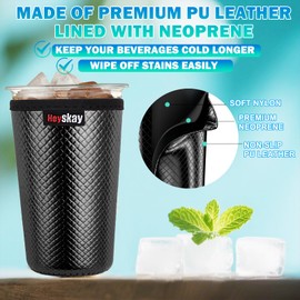 HEYSKAY Insulated Coffee Cup Sleeves Reusable Neoprene Iced Coffee Koozies for Hot Cold Drinks Coffee Coozies Cold Beverages Coolier Coolers for 22-28oz Coffee Cups(M,Red/Black)