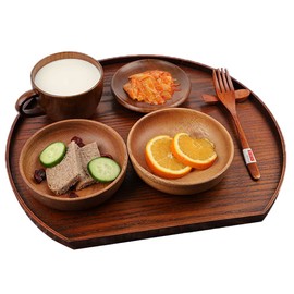 Adosio Wooden Serving Tray Half Moon Shaped Food Bread Platter Decorative Counter Tray for Serving Coffee Tea Cheese Dessert Vegetable Fruit (Large)