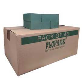 FLOFARE Pack of 48 Floral Foam Blocks for Fresh and Artificial Flowers, Each (7.8” L x 3.5” W x 2.4” H), Dry and Wet Floral Foam Blocks for Wedding, Birthdays, Home, Office, and Garden Decorations