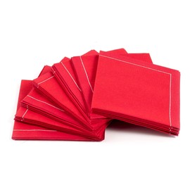 Five Star Napkins Folded Cotton Cocktail Napkins, Beverage Napkin, Dessert Napkin, Bar Napkin, Party Napkin, Napkins for Events, Holidays, Weddings, Parties 8"x8" - Disposable 30 x Pack, Red
