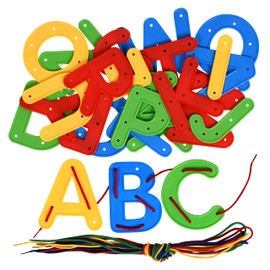 READY 2 LEARN Lacing Alphabet - Uppercase - 26 Letters - 8 Laces - Threading Toy for Kids - Fine Motor Skills, Letter Recognition and Early Spelling