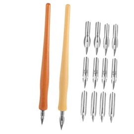 DOITOOL 1 Set Vintage Calligraphy Dip Pen with Interchangeable Tips Artistic Writing Tool for Calligraphy Practice and Precision Drawing Includes Gothic Art Flat Head Tips