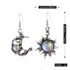 Vintage Boho Opal Sun and Moon Drop Dangle Earrings Moonstone