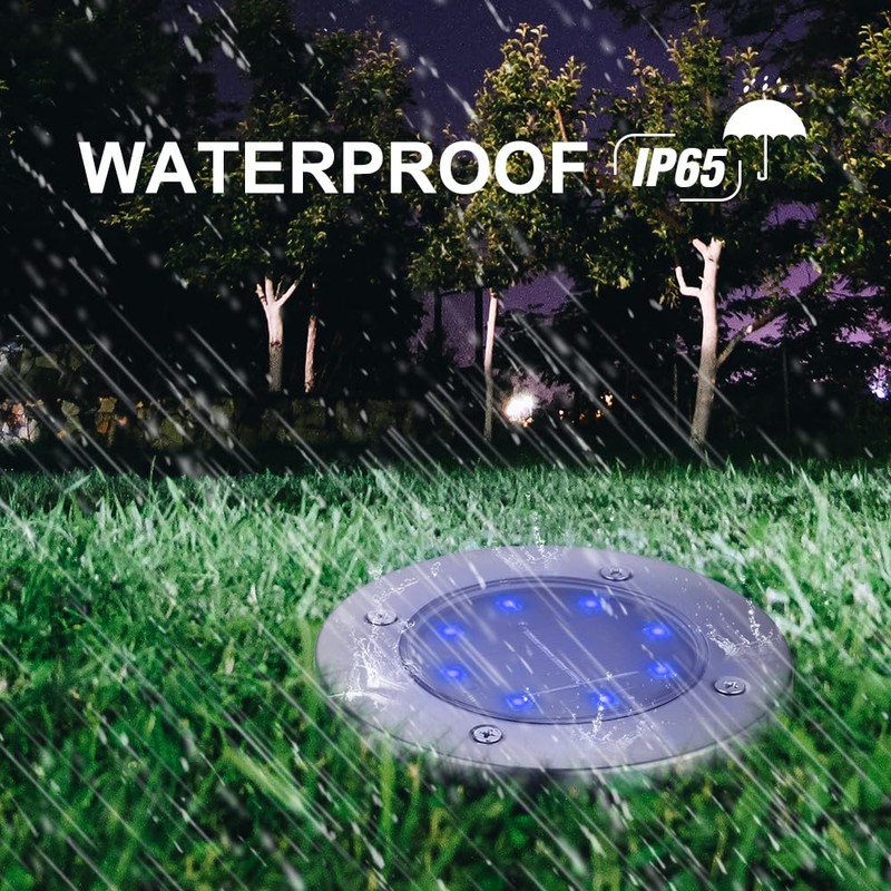 LYHOPE Solar Ground Lights Outdoor, 16 Pack 8 LED Solar