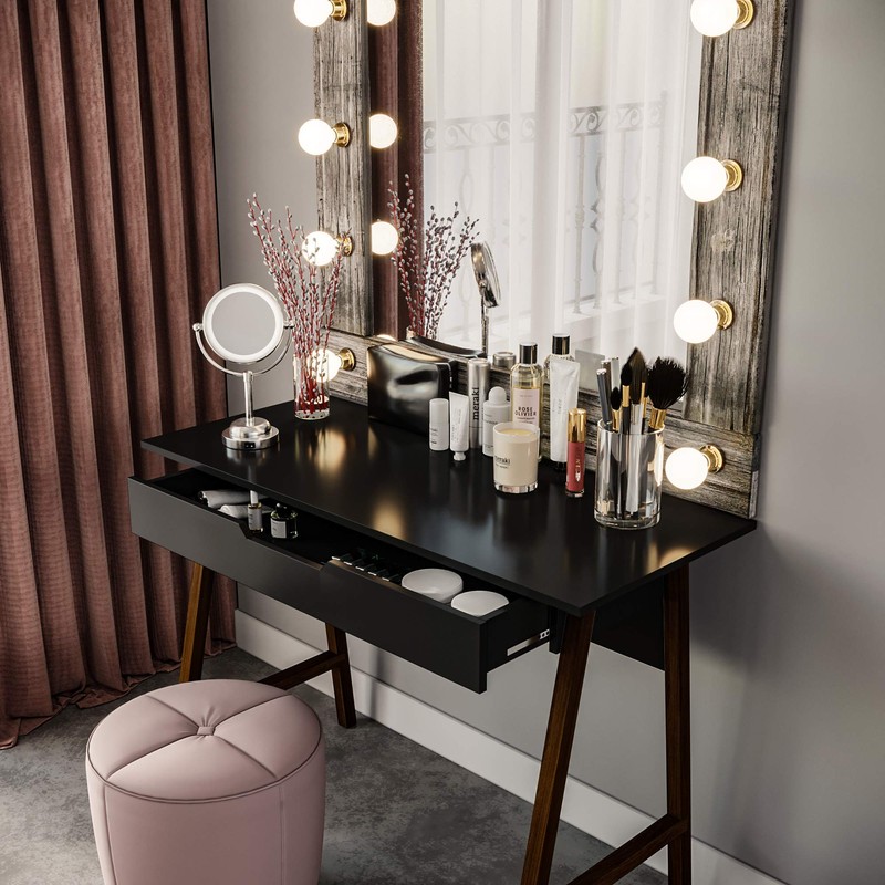 Parma Computer Desk - Office, School, and Art Workstation/Desk (Black)