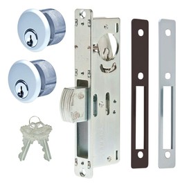 Deadbolt Lock 1-1/8" Backset, 2 Mortise Cylinders 1” Keyed-Alike, Compatible with Schlage C Keyway (Aluminum), 2 Faceplates (Aluminum/Dark Bronze)