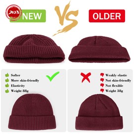NEOLA Beanie Hat Men - Fisherman Beanie Trawler Beanie Knitted Cuffed Winter Hat Skullcap Gifts for Men UK Wine