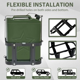JUST-V Jerry Gas Can Holder 5 Gallon Water Storage Containers Holder Mount Only Holder Rack, Metal Fuel & Gasolina Container, Detachable Carrier Mount Gas Can not Included