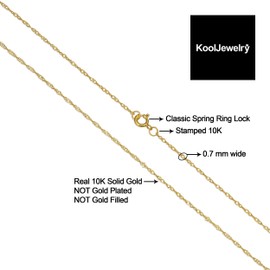 Kooljewelry 10k Yellow Gold Singapore Chain Pendant Necklace (0.7 mm, 18 inch)