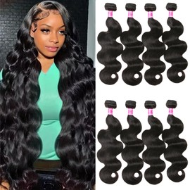 Human Hair Bundles Body Wave 4 Bundles Human Hair 100% Unprocessed 12a Grade Brazilian Hair Weave Bundle Human Hair Extensions Natural Black Body Wave Bundle 14 16 18 20 Inch
