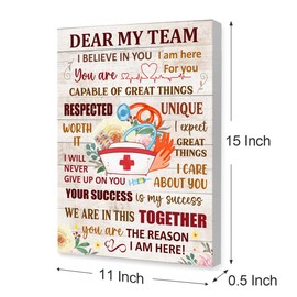 OTINGQD Nurse Inspirational Wall Decor,Medical Office Wall Art,School Nurse wall decor,Positive Work Quotes Wall Decor,Dear My Team Nurse Canvas Wall Art for Office