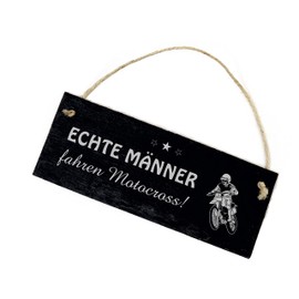 Dekolando "Echte Männer fahren Motocross" Slate Engraved Decorative Sign Motocross Driver 22 x 8 cm