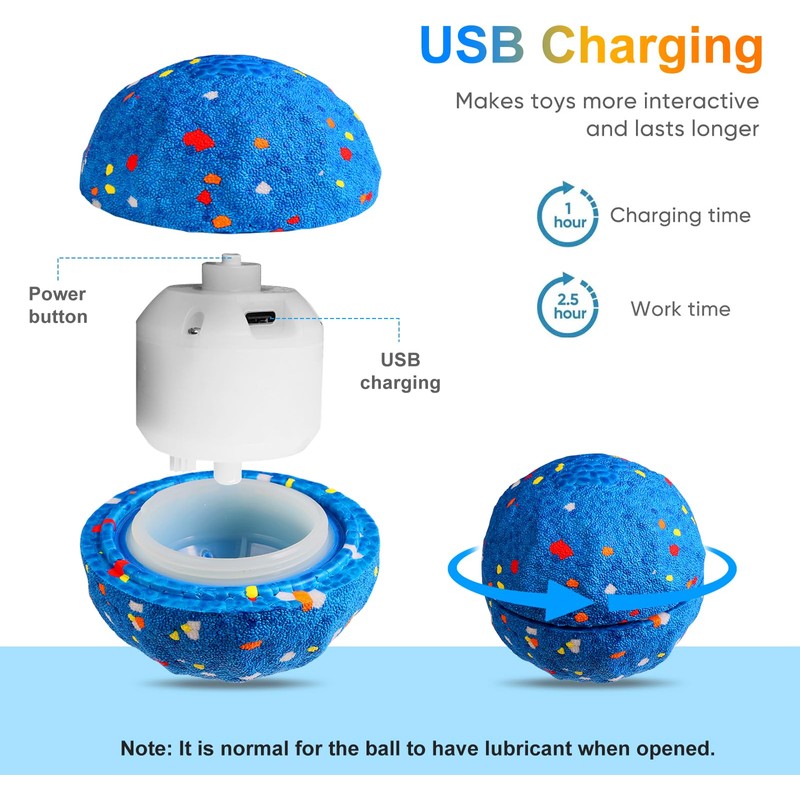 Interactive Dog Toy Ball, Automatic Moving, Bouncing Chew Toy, E-TPU