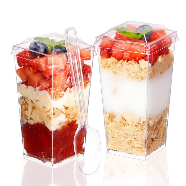YANYOPPINT 50 Pack 3 oz Square Mini Dessert Cups with