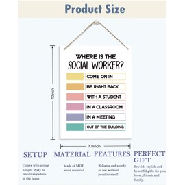 Social Worker Office Door Sign - Where is the Social Worker, Decorative Sign for Wall, Rustic Door Hanger, Wall Decoration for School Counseling Room, Therapy Office Hanging Decor