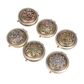 EXCEART Espejo clásico compacto de viaje para maquillaje, espejo de bolsillo para cosméticos, espejo mini redondo de doble cara plegable, espejo de maquillaje para viajes o bolso, espejo antiguo, espejo de cambiador clásico