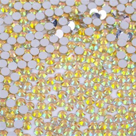 1500 Pieces SS16 4mm Flatback AB Rhinestones Clear Glass Round Gems Crystals for Nail Art DIY Crafts Clothes Shoes Bags （Crystal Yellow）