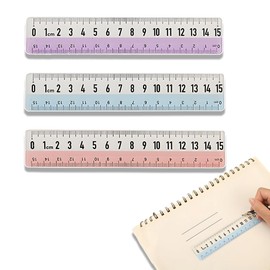 TUDOUZZZ Ruler, 5.9 inches (15 cm), Elementary School Students, Ruler, Set of 3, Plastic, Measuring Tools, Stationery, For Kids, Pink, Blue, Purple