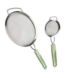 Fackelmann Sieve Ecolution Set, Eco-Friendly Kitchen Utensils with Ergonomic Handle, Sustainable Kitchen Utensils with Functional Stainless Steel Part (Colour: Mint Green/Silver), Quantity: 1 x Set of