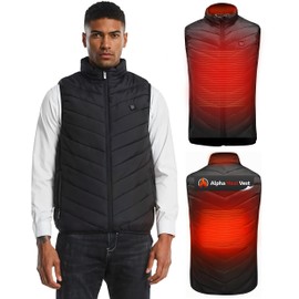 FREEZE2TRIM Alpha Heat Vest USB Rechargeable Heated Vest for Men and Women 8 Heating Zones Waterproof Electric Heated Jackets for Men (US, Alpha, X-Large, Regular, Tall, Black)