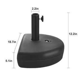 AckMizz Half Umbrellas Stand Outdoor - 40 lbs Half Round Fillable Patio Umbrella Base for Pool, Porch, Garden, Deck, Backyard, WearResistant, Resin Black
