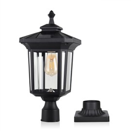 Kemeco Solar Post Light Outdoor, ST4346Q Dusk to Dawn Solar Lamp Post Light with Pier Mount Base Bright Sandy Colored LED, Waterproof Aluminum Fence Pole Lights for Gates Yard Path Garden