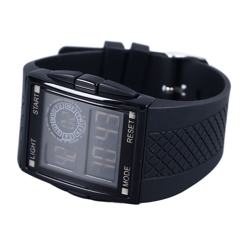 Digital Sport Watch Waterproof Stopwatch PU Leather Strap LED Luminous